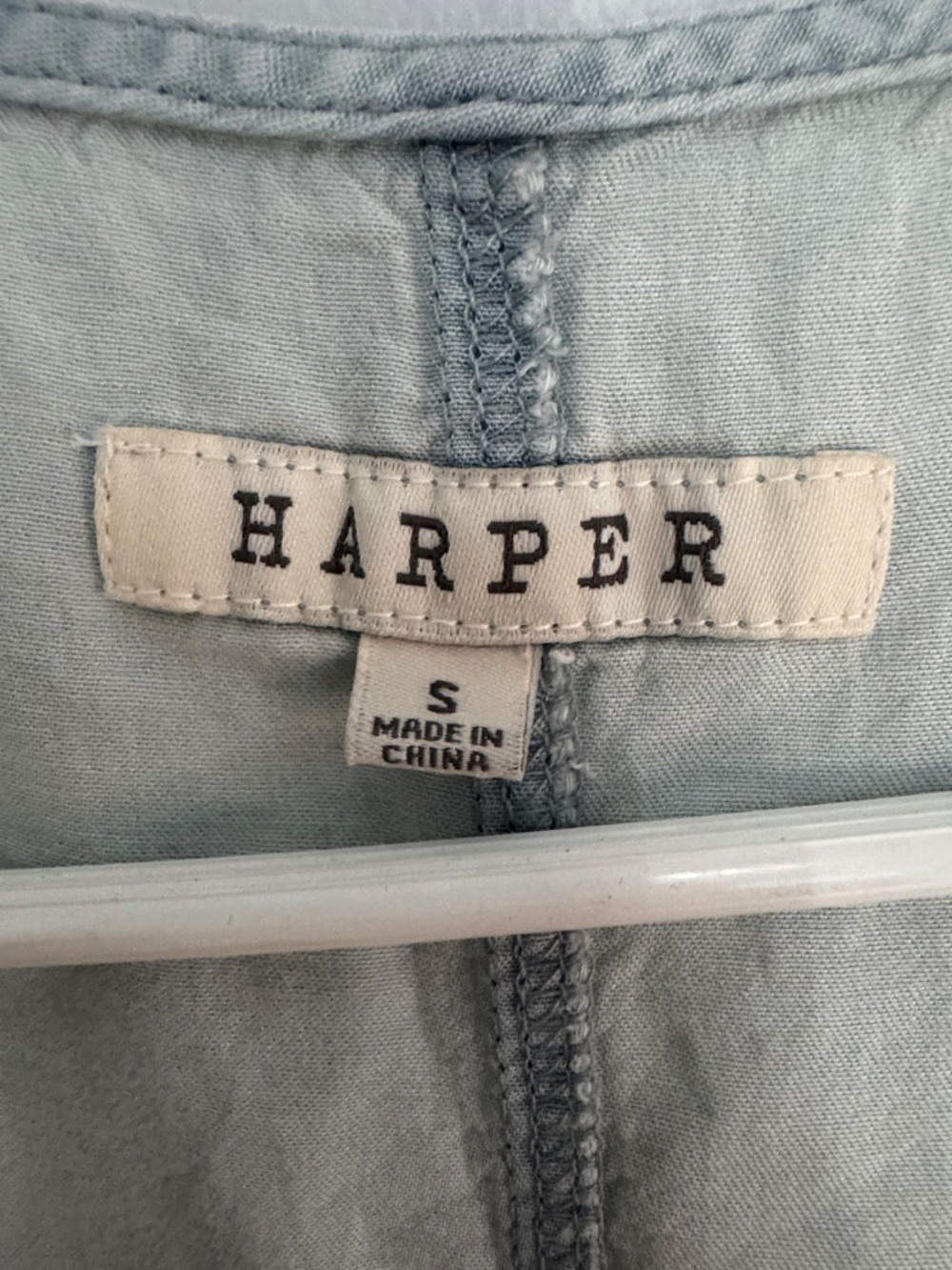Harper Light Wash Denim Mini Dress in Pale Blue - Picture 2 of 3